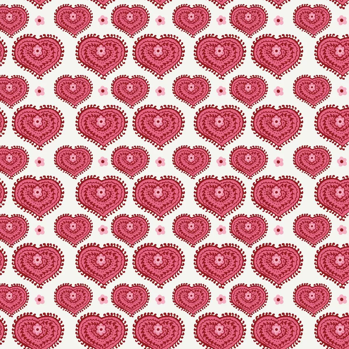 tatted-heart-on-ruby-fabric Tatted Heart on Ruby Fabric
