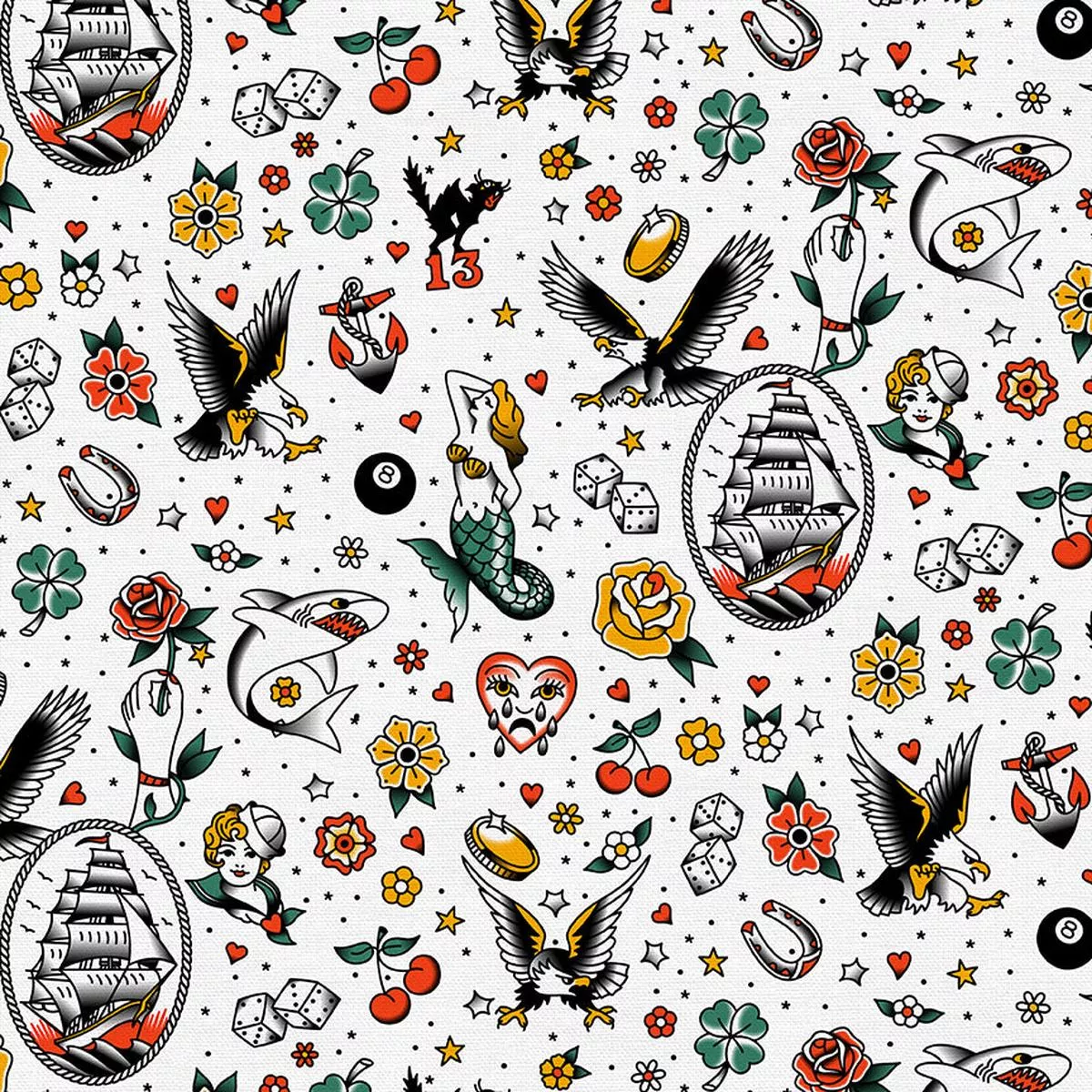 tattoo-toss-white-quilting-cotton Tattoo Toss – White – Quilting Cotton