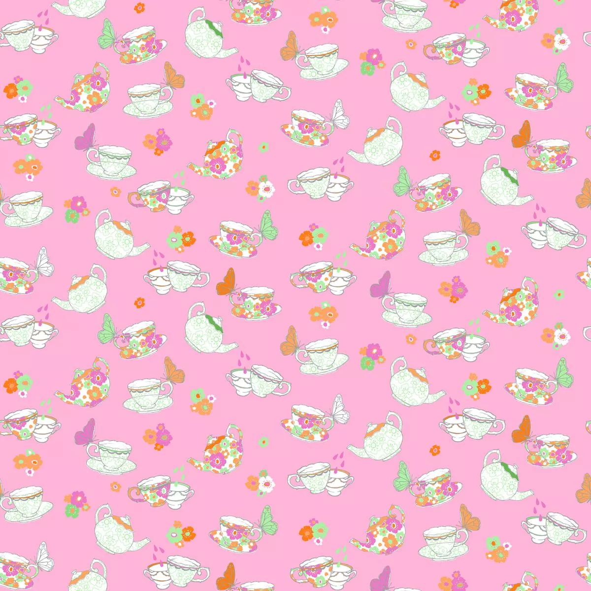 tea-party-on-pink-fabric Tea Party on Pink Fabric