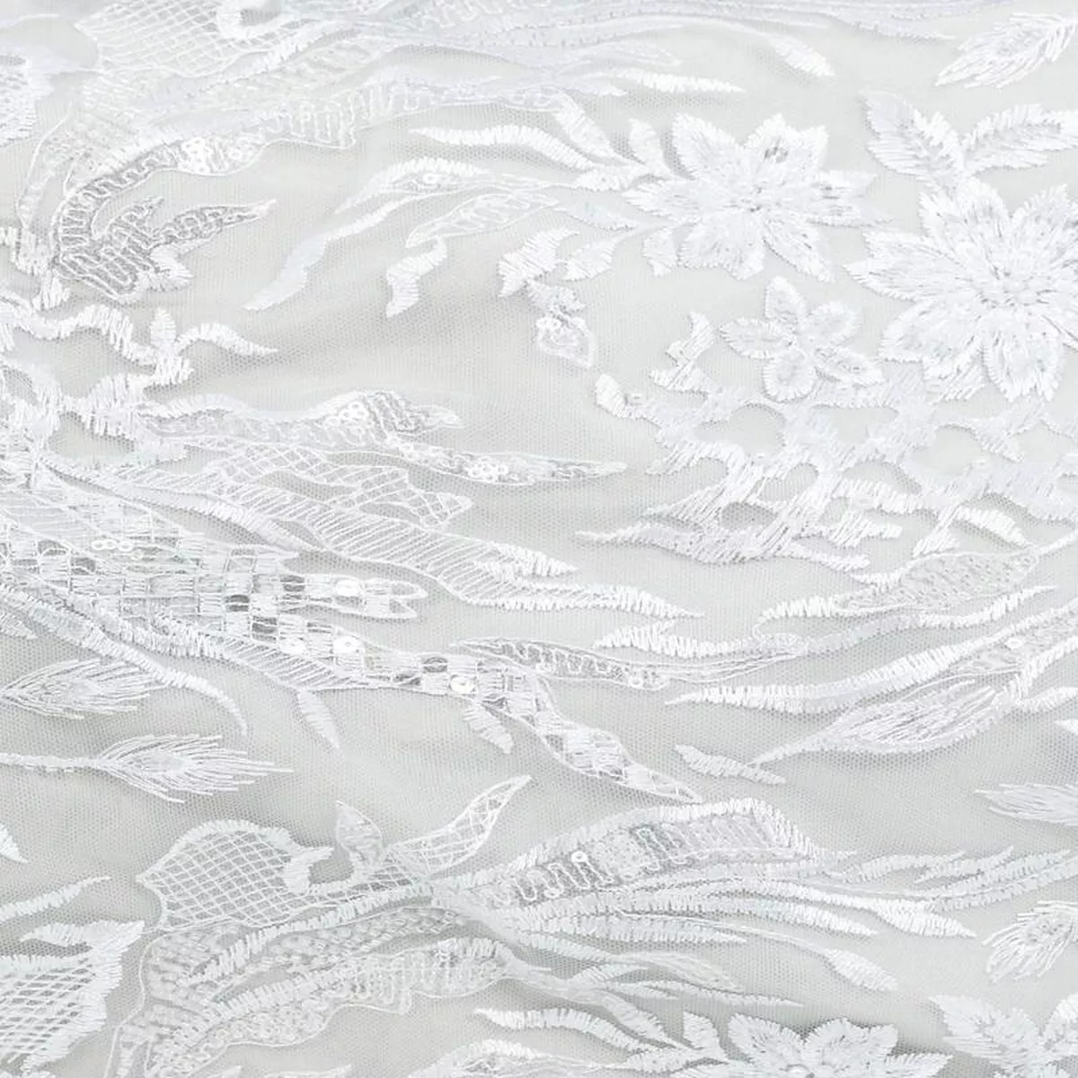 Teodora Sequin 038 Bead Mesh White
