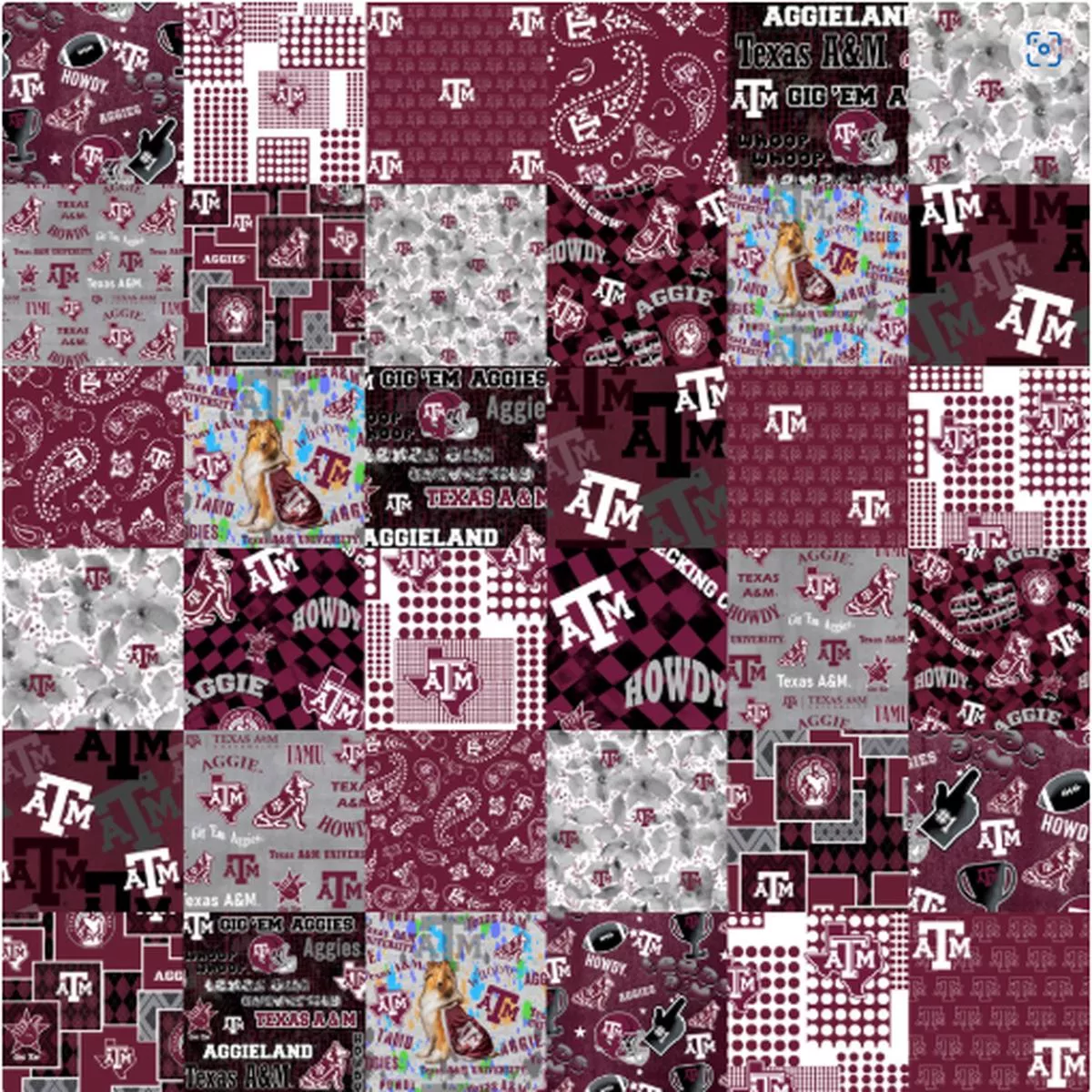 texas-m-collegiate-cheater-quilt-allover Texas A&M Collegiate Cheater Quilt Allover