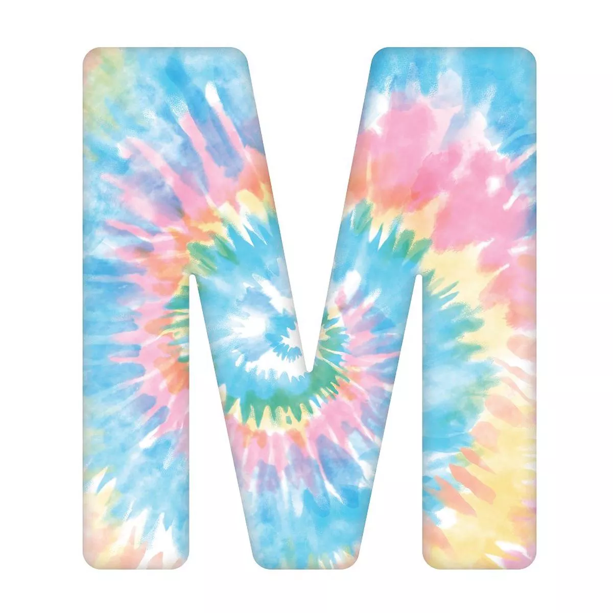 tie-dye-letter-m-fabric-panel Tie-Dye Letter M Fabric Panel