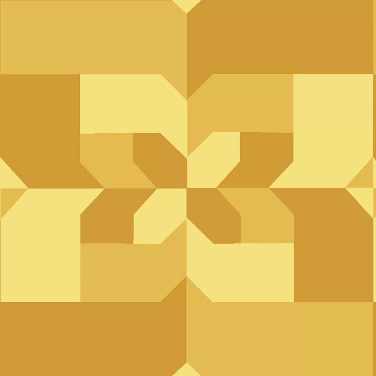 Tile Bloom on Gold Fabric