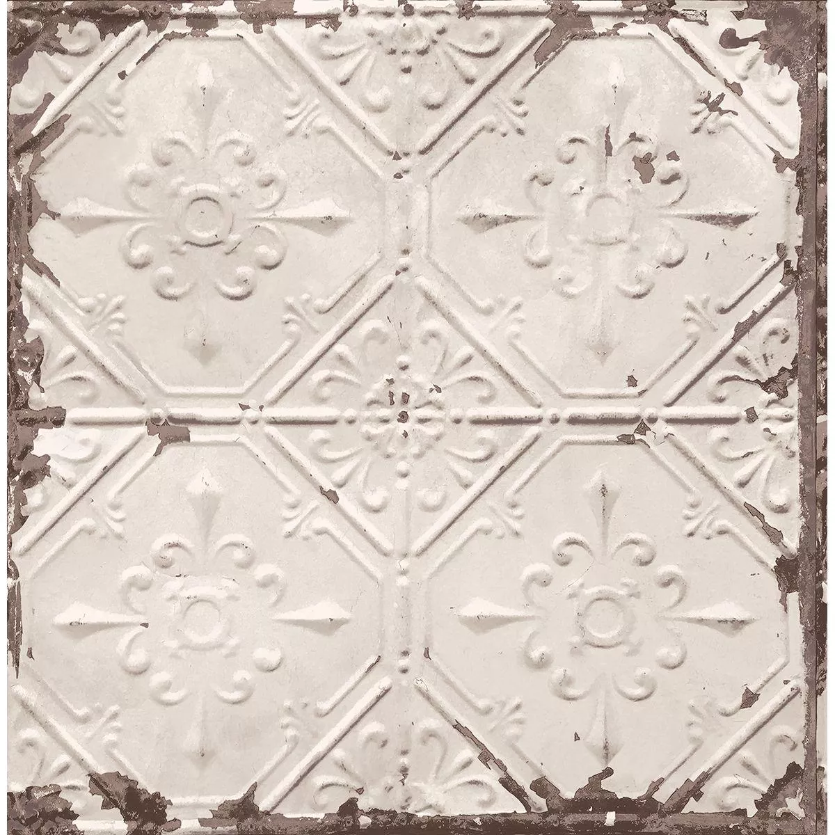 tin-ceiling-beige-distressed-tiles-wallpaper Tin Ceiling Beige Distressed Tiles Wallpaper