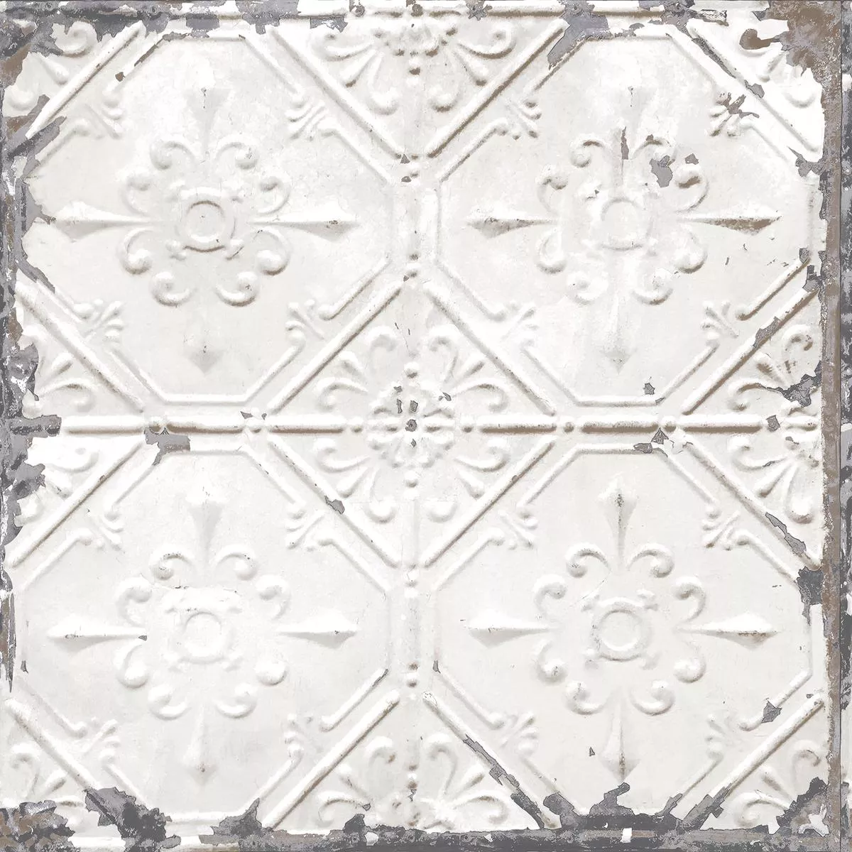 tin-ceiling-white-distressed-tiles-wallpaper Tin Ceiling White Distressed Tiles Wallpaper