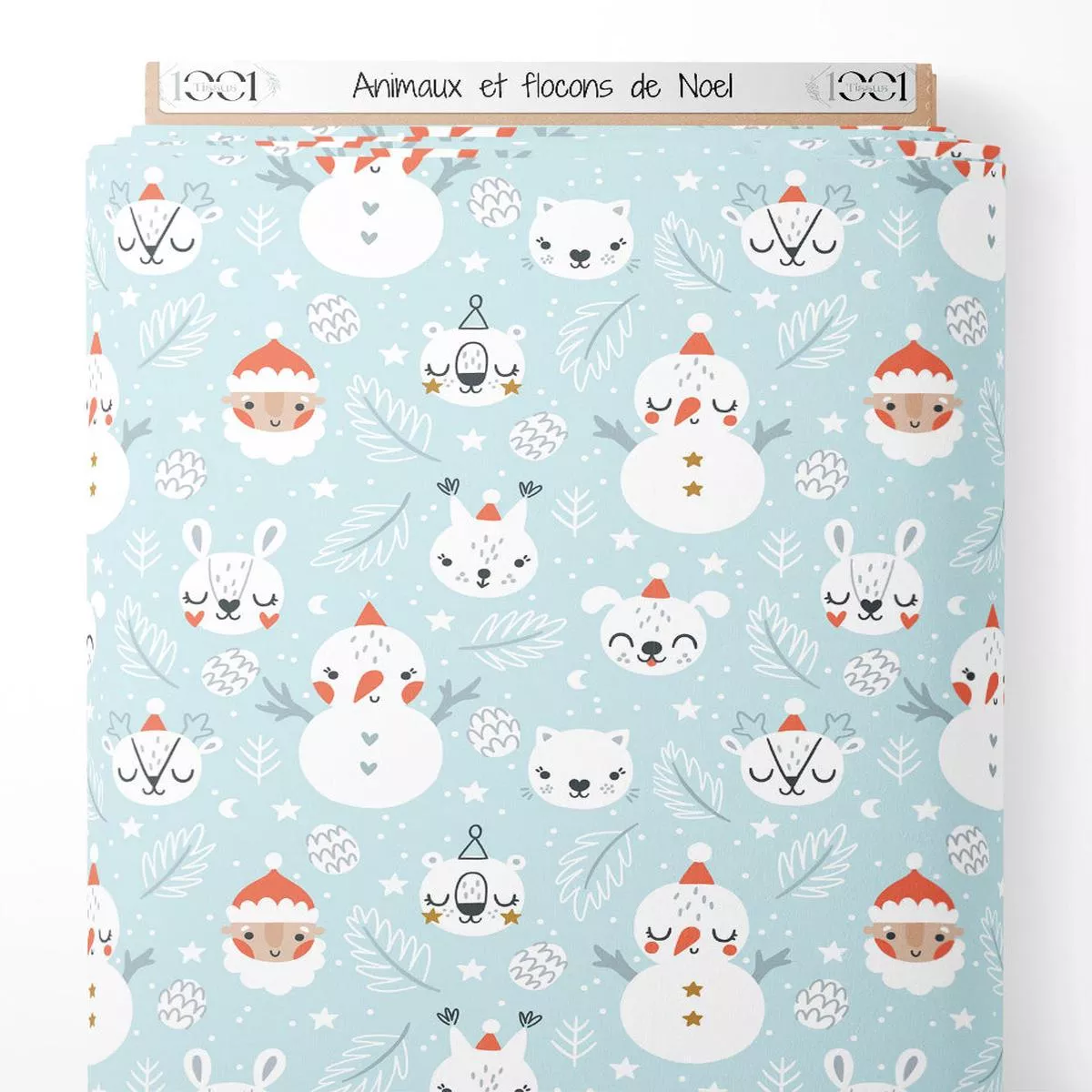 tissu-animaux-et-flocons-de-nol Tissu – Animaux et flocons de Nol