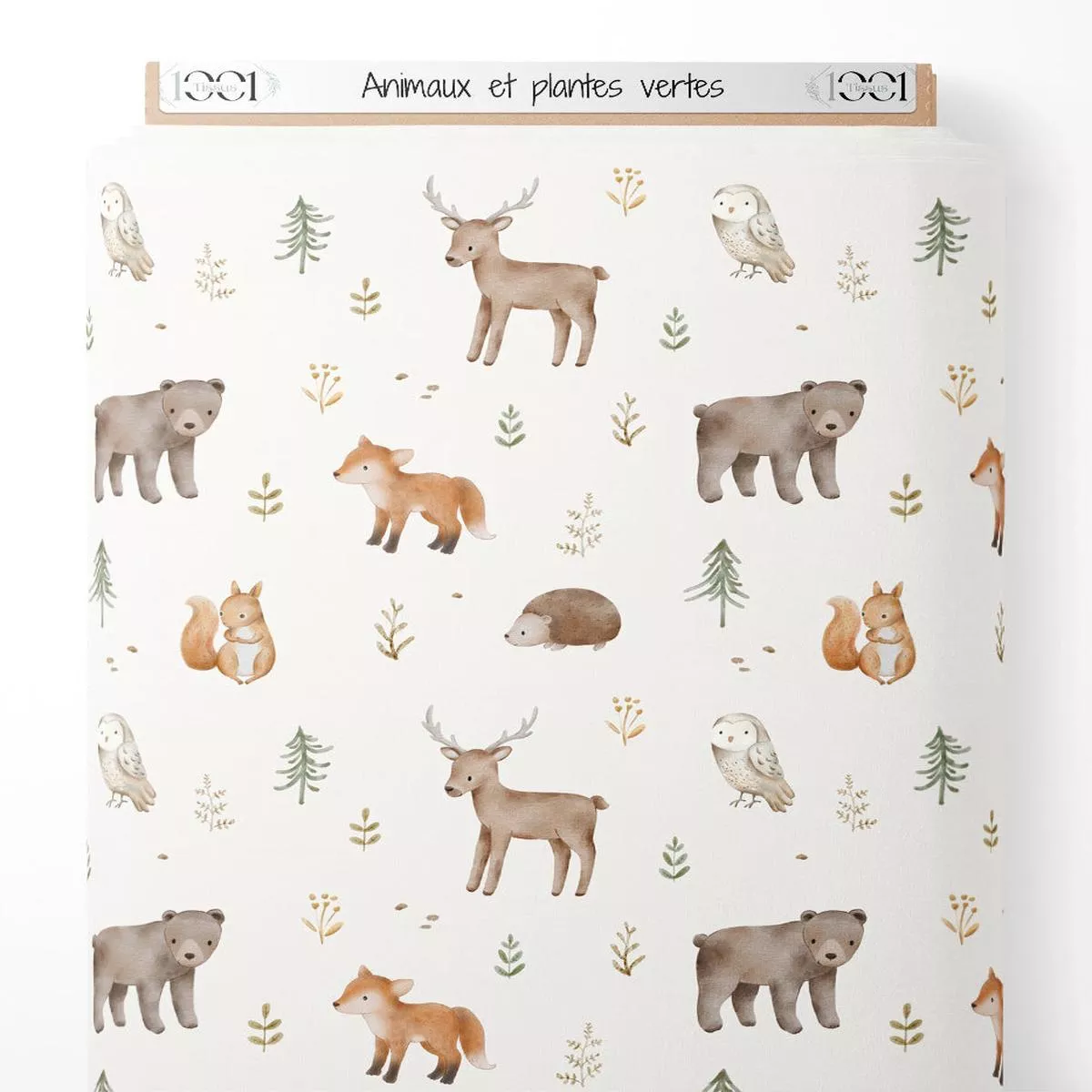 tissu-animaux-et-plantes-vertes Tissu – Animaux et plantes vertes
