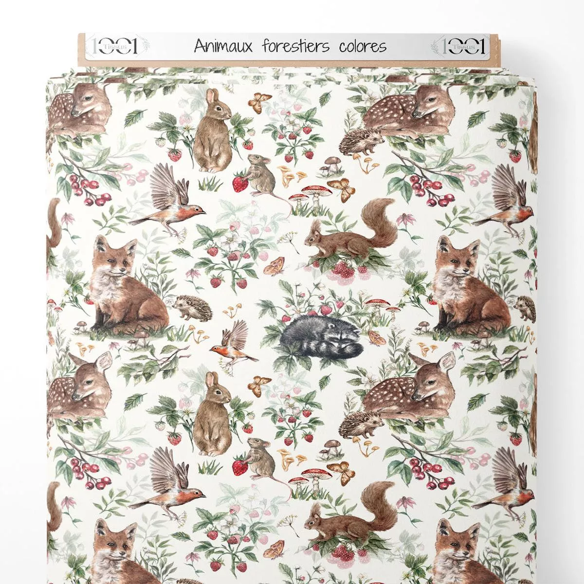 Tissu – Animaux forestiers colors