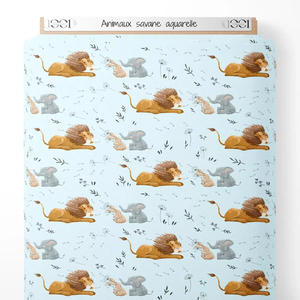 tissu-animaux-savane-aquarelle Tissu – Animaux savane aquarelle