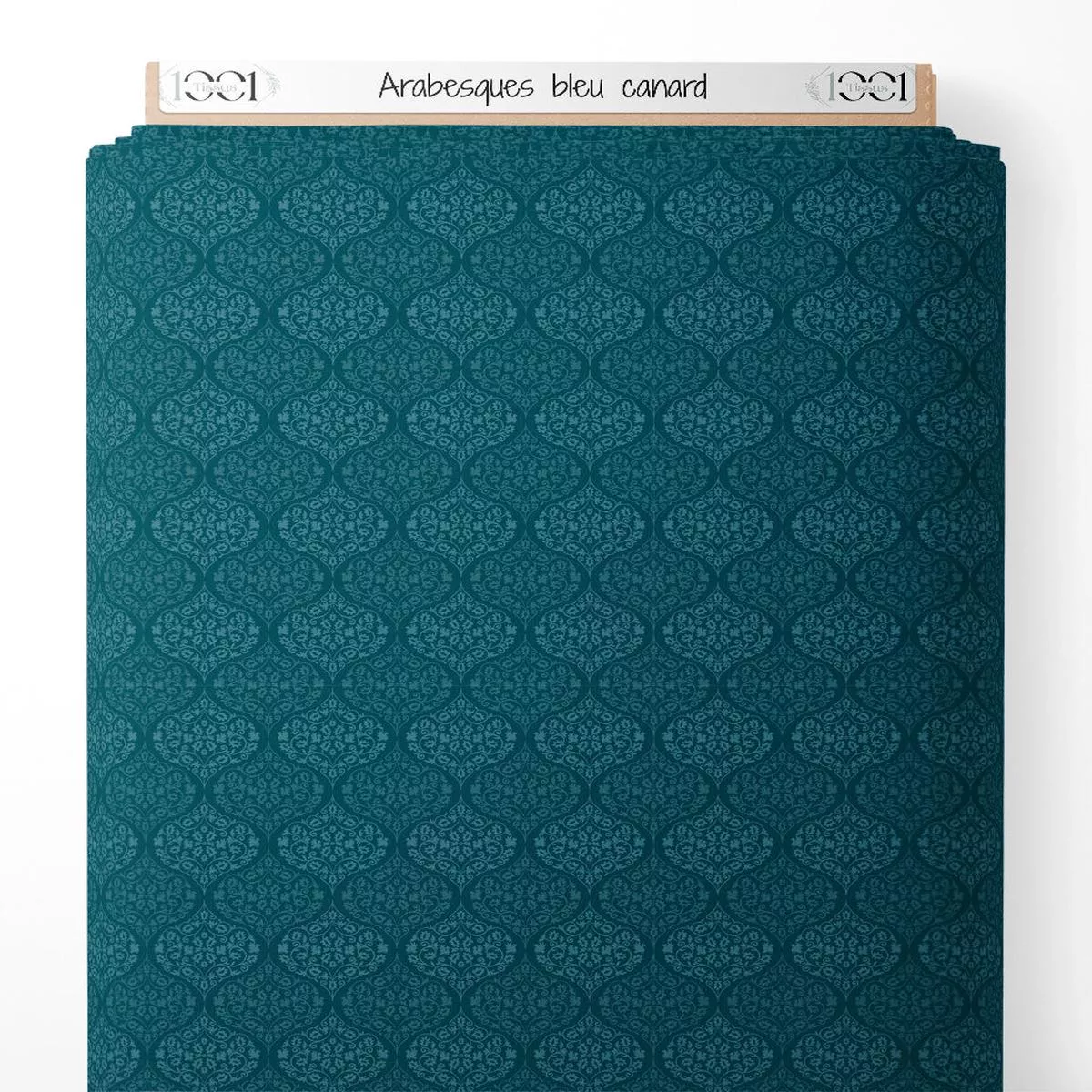 tissu-arabesques-bleu-canard Tissu – Arabesques bleu canard