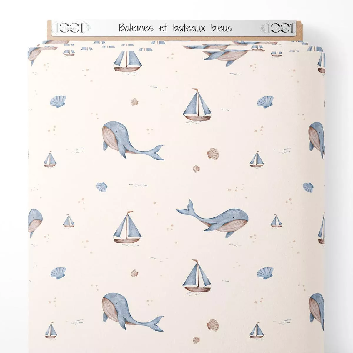 tissu-baleines-et-bateaux-bleus Tissu – Baleines et bateaux bleus