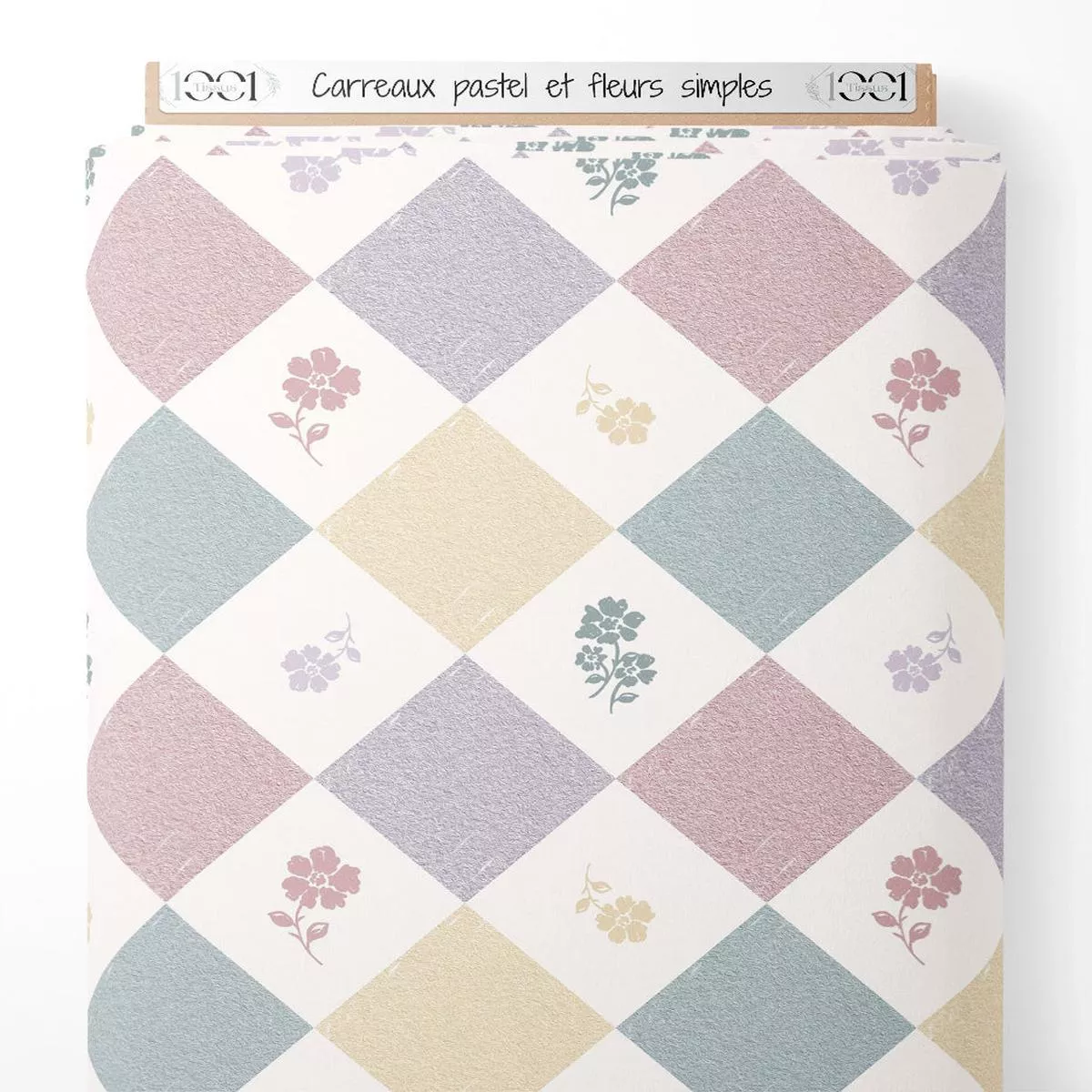 tissu-carreaux-pastel-et-fleurs-simples Tissu – Carreaux pastel et fleurs simples
