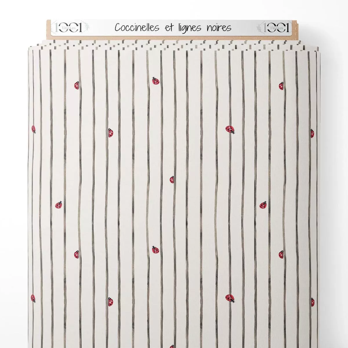 tissu-coccinelles-et-lignes-noires Tissu – Coccinelles et lignes noires