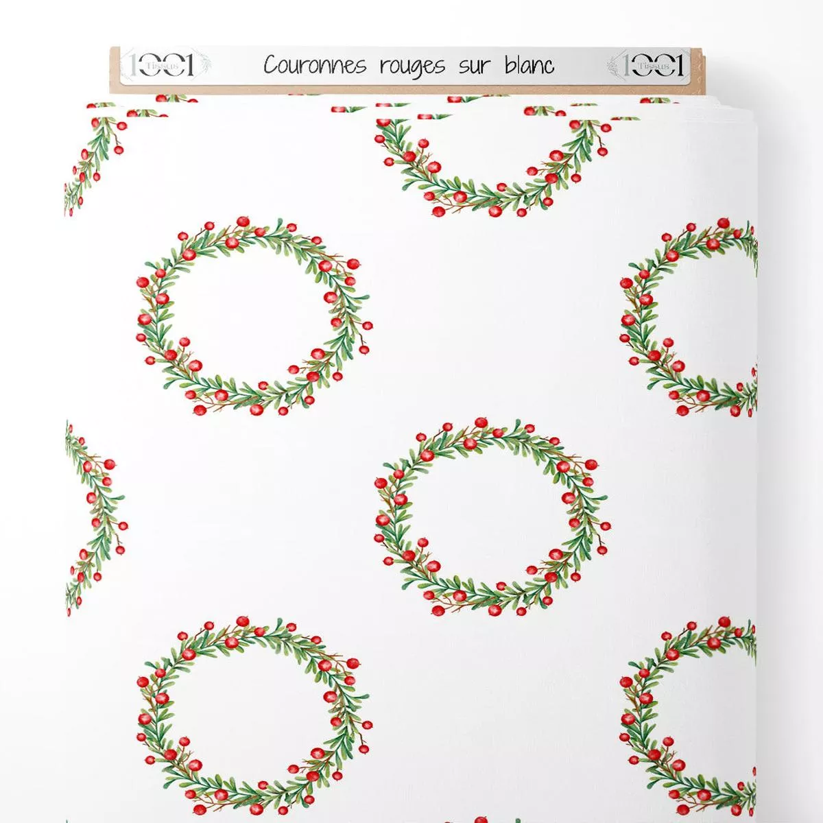 tissu-couronnes-rouges-sur-blanc Tissu – Couronnes rouges sur blanc