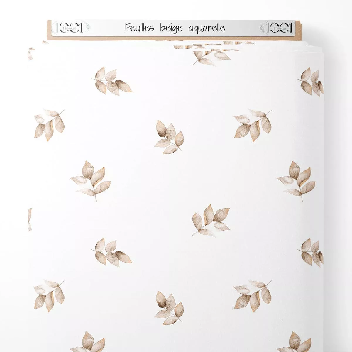 tissu-feuilles-beige-aquarelle Tissu – Feuilles beige aquarelle