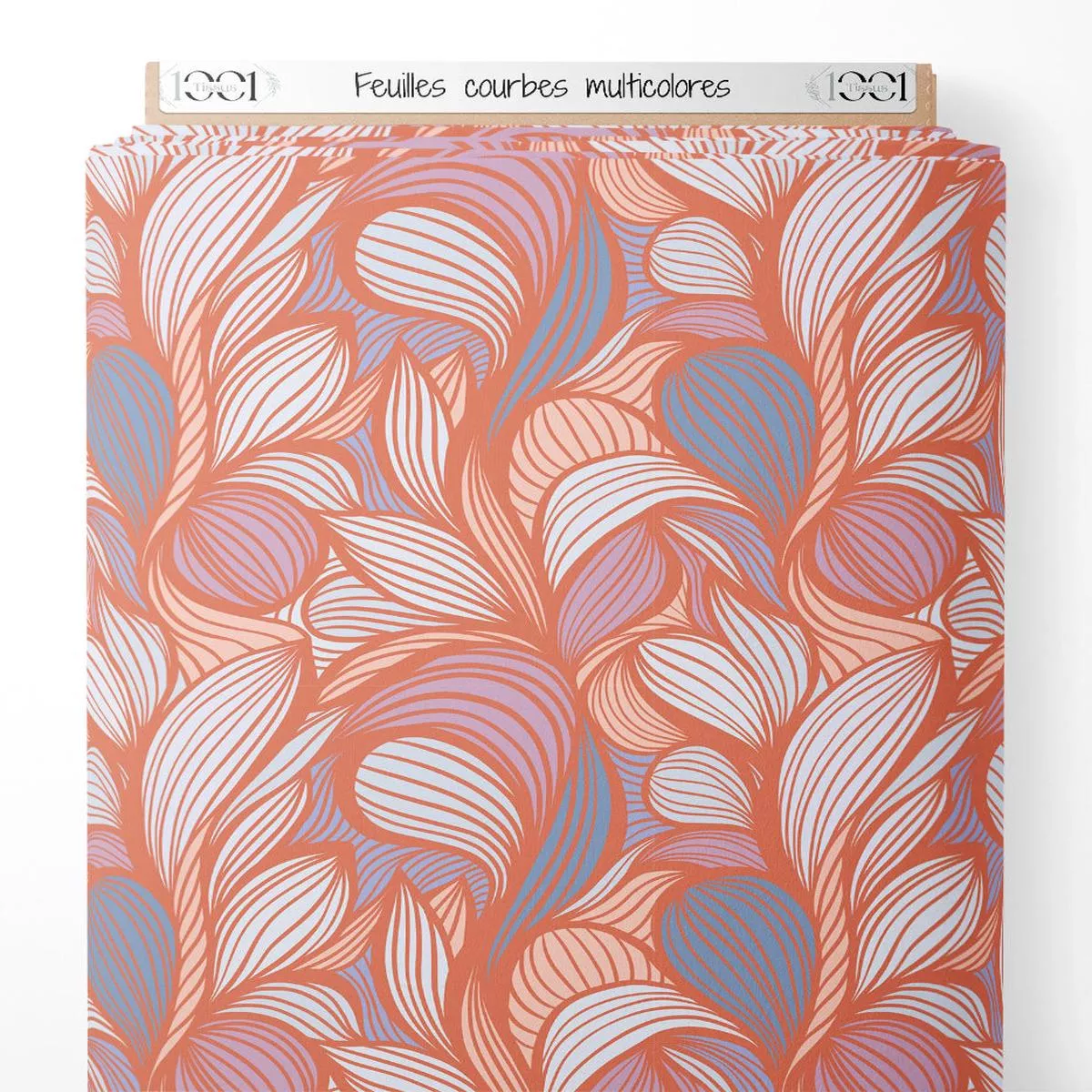 tissu-feuilles-courbes-multicolores Tissu – Feuilles courbes multicolores