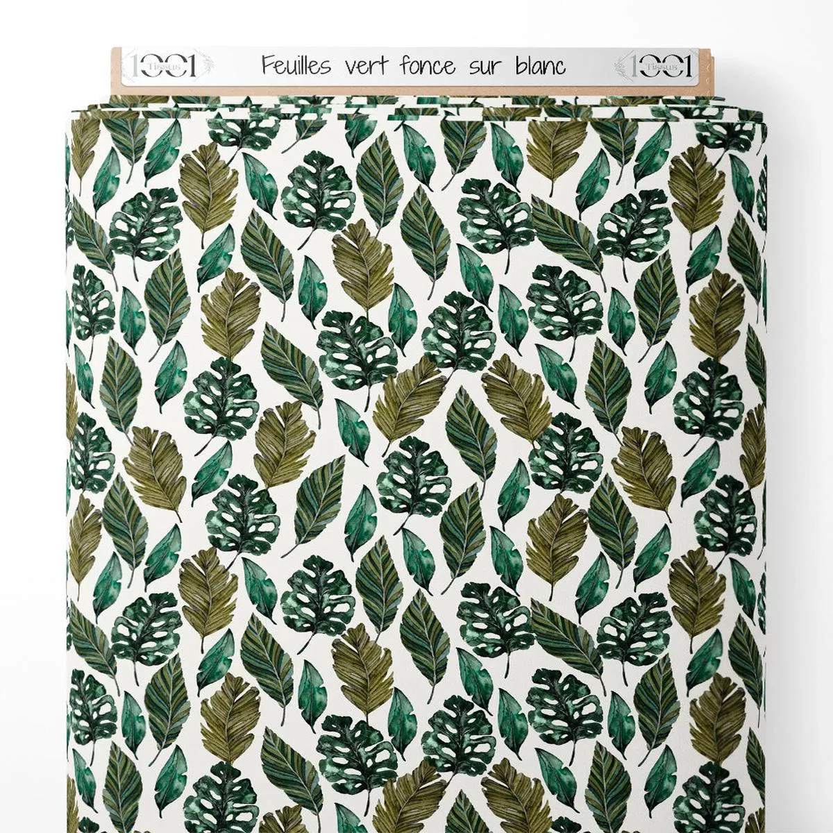 tissu-feuilles-vert-fonc-sur-blanc Tissu – Feuilles vert fonc sur blanc