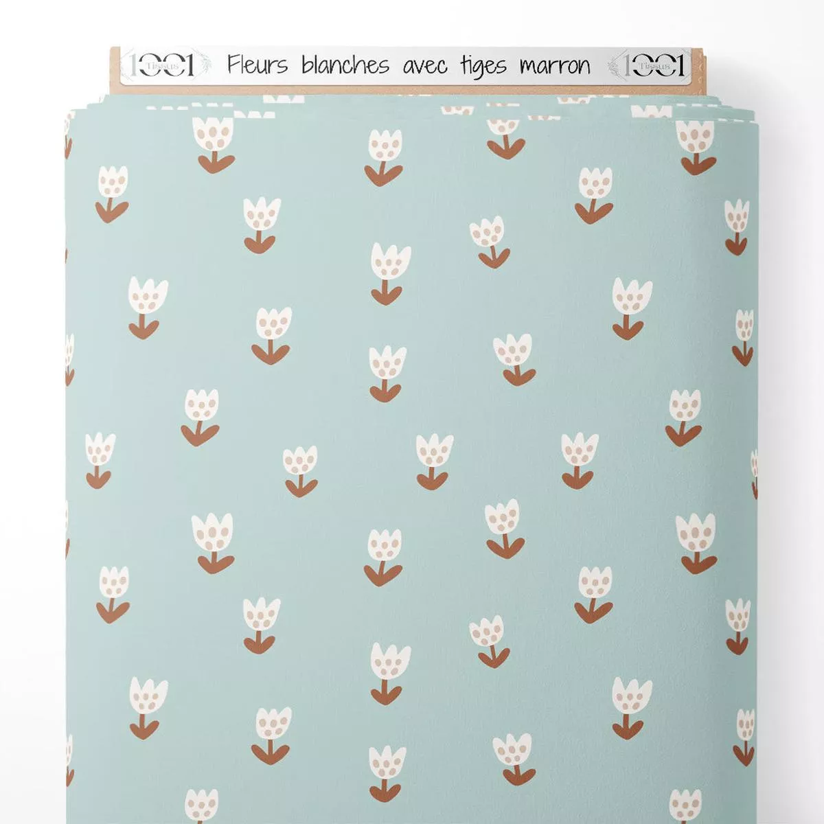 tissu-fleurs-blanches-avec-tiges-marron Tissu – Fleurs blanches avec tiges marron