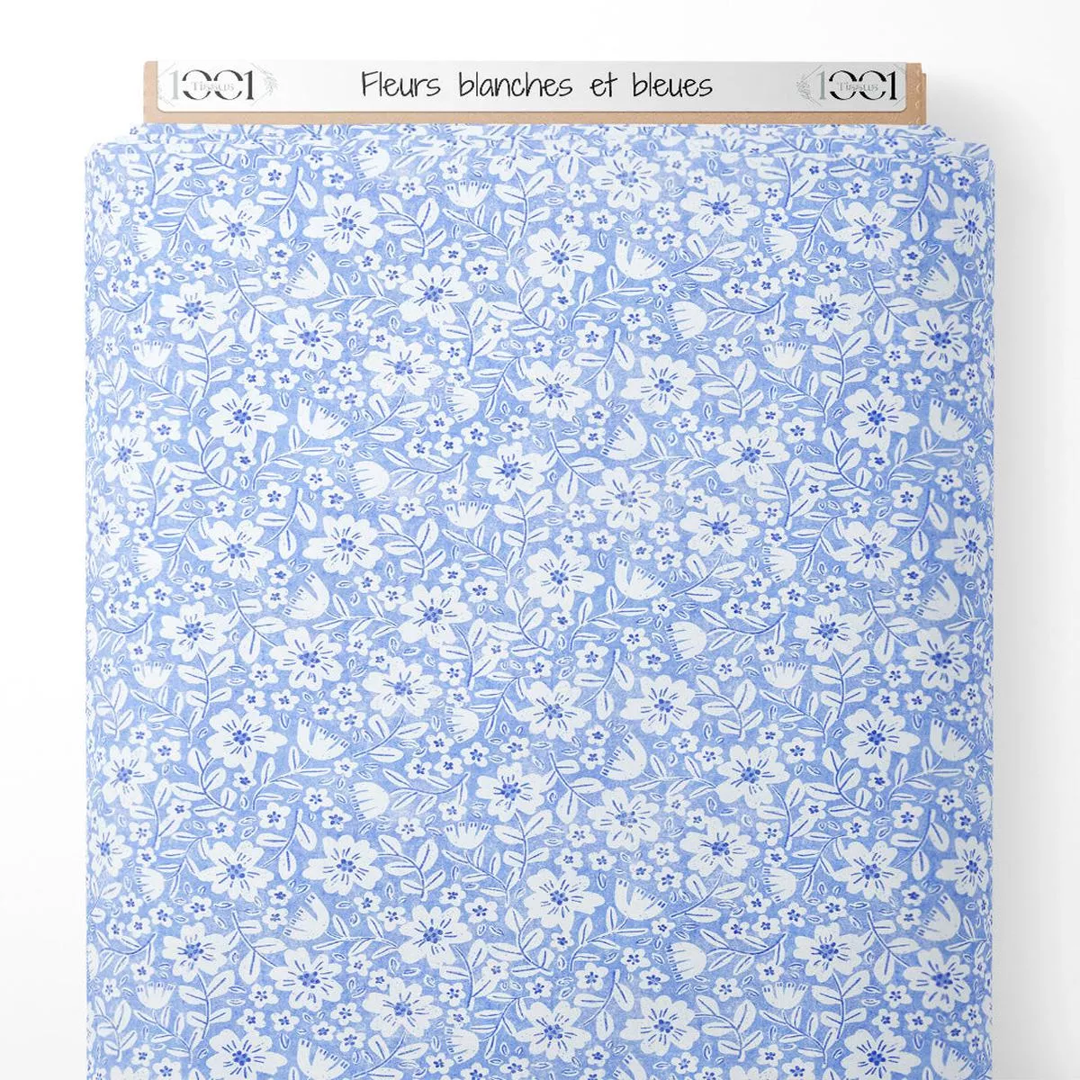 tissu-fleurs-blanches-et-bleues Tissu – Fleurs blanches et bleues