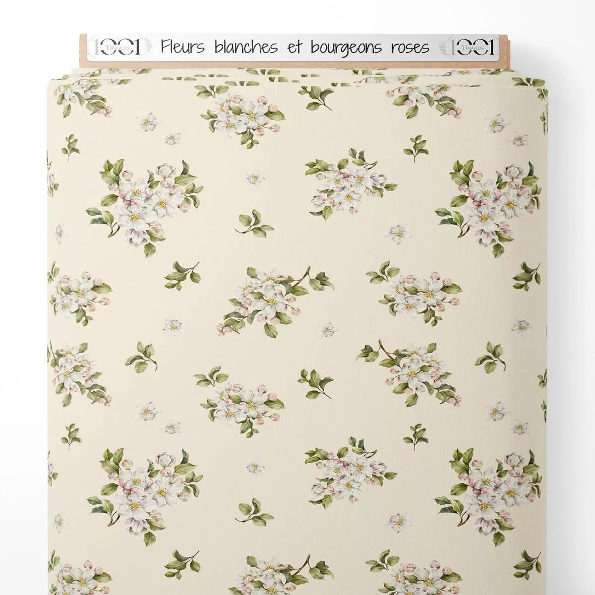 tissu-fleurs-blanches-et-bourgeons-roses Tissu – Fleurs blanches et bourgeons roses