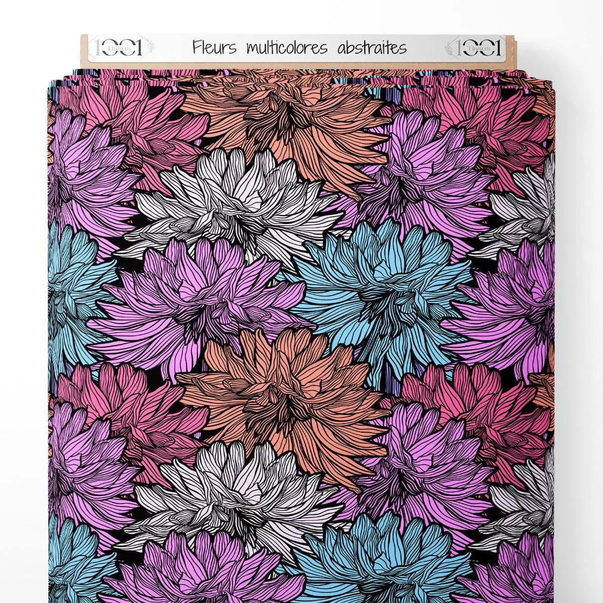 tissu-fleurs-multicolores-abstraites Tissu – Fleurs multicolores abstraites