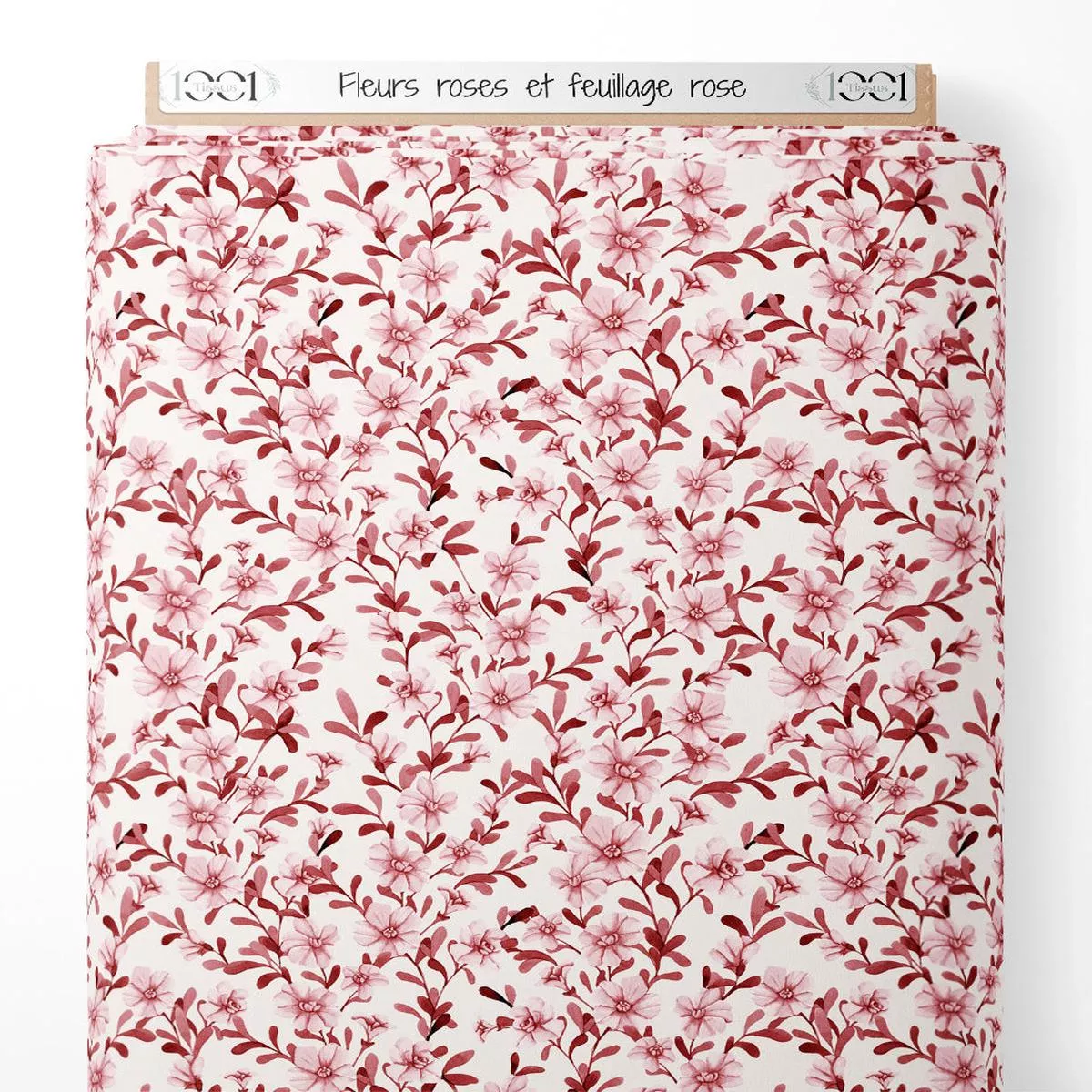 Tissu – Fleurs roses et feuillage rose