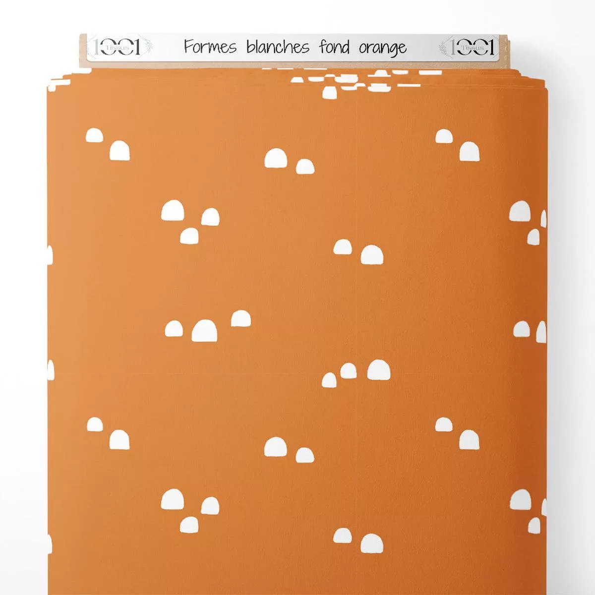tissu-formes-blanches-sur-fond-orange Tissu – Formes blanches sur fond orange