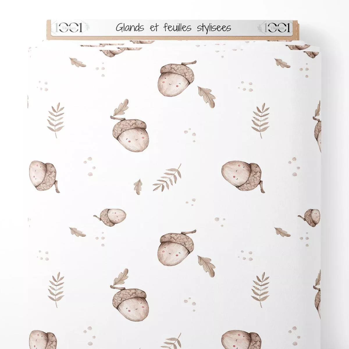 tissu-glands-et-feuilles-stylises Tissu – Glands et feuilles stylises