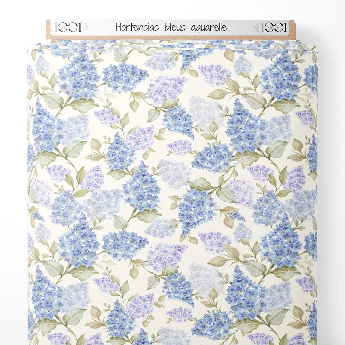 tissu-hortensias-bleus-aquarelle Tissu – Hortensias bleus aquarelle