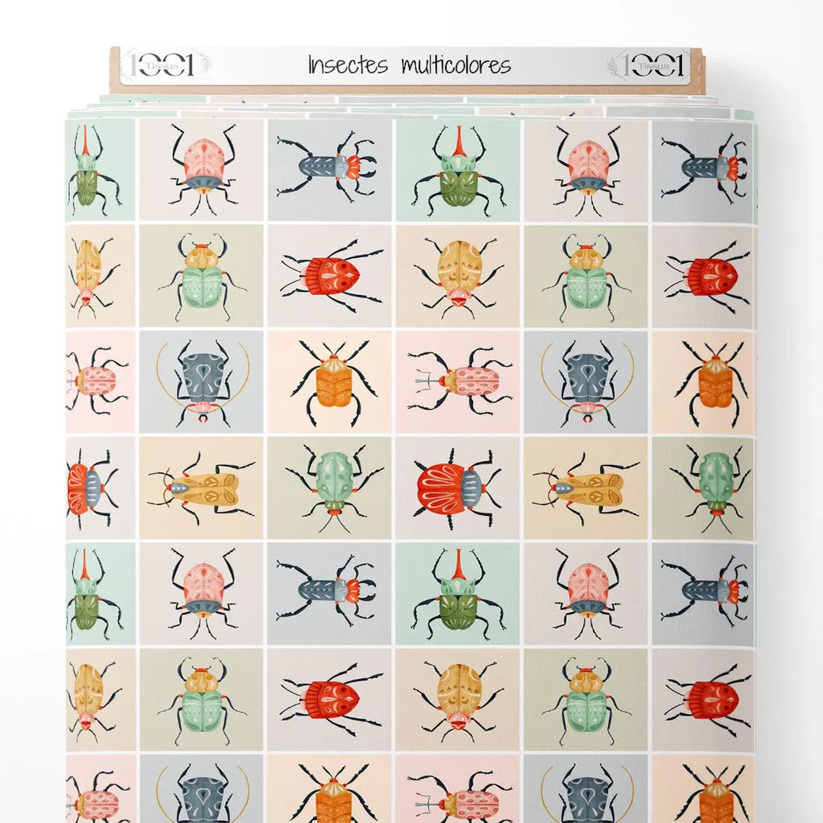 tissu-insectes-multicolores-sur-fond Tissu – Insectes multicolores sur fond
