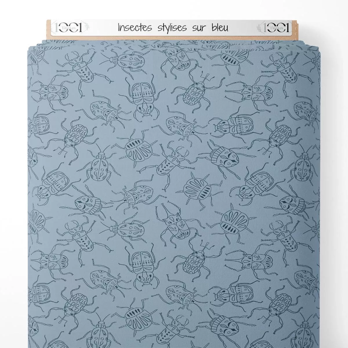 tissu-insectes-styliss-sur-bleu Tissu – Insectes styliss sur bleu