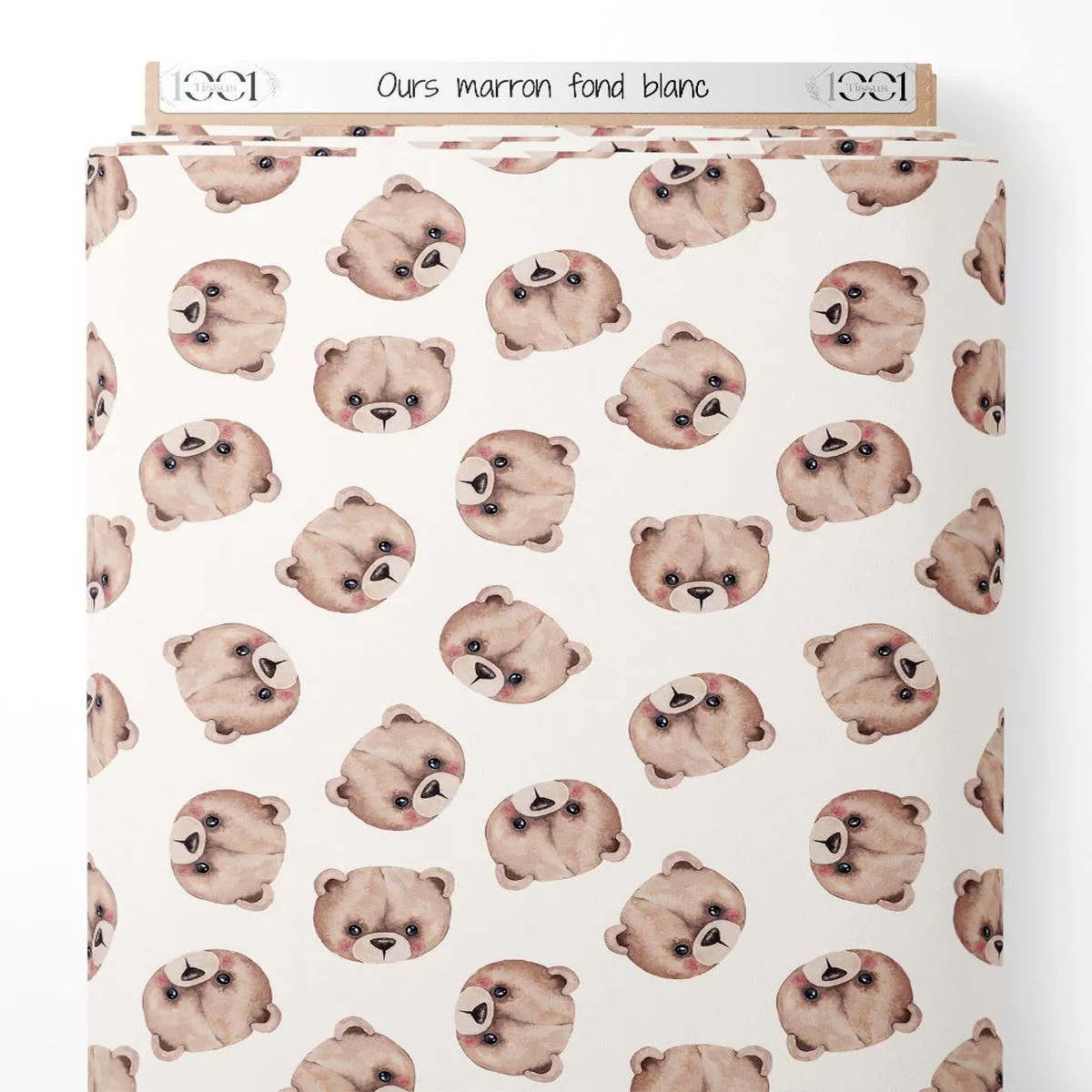 tissu-ours-marron-sur-fond-blanc Tissu – Ours marron sur fond blanc