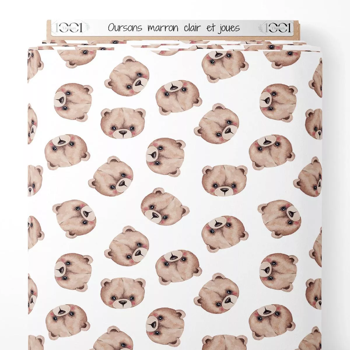 tissu-oursons-marron-clair-et-joues Tissu – Oursons marron clair et joues