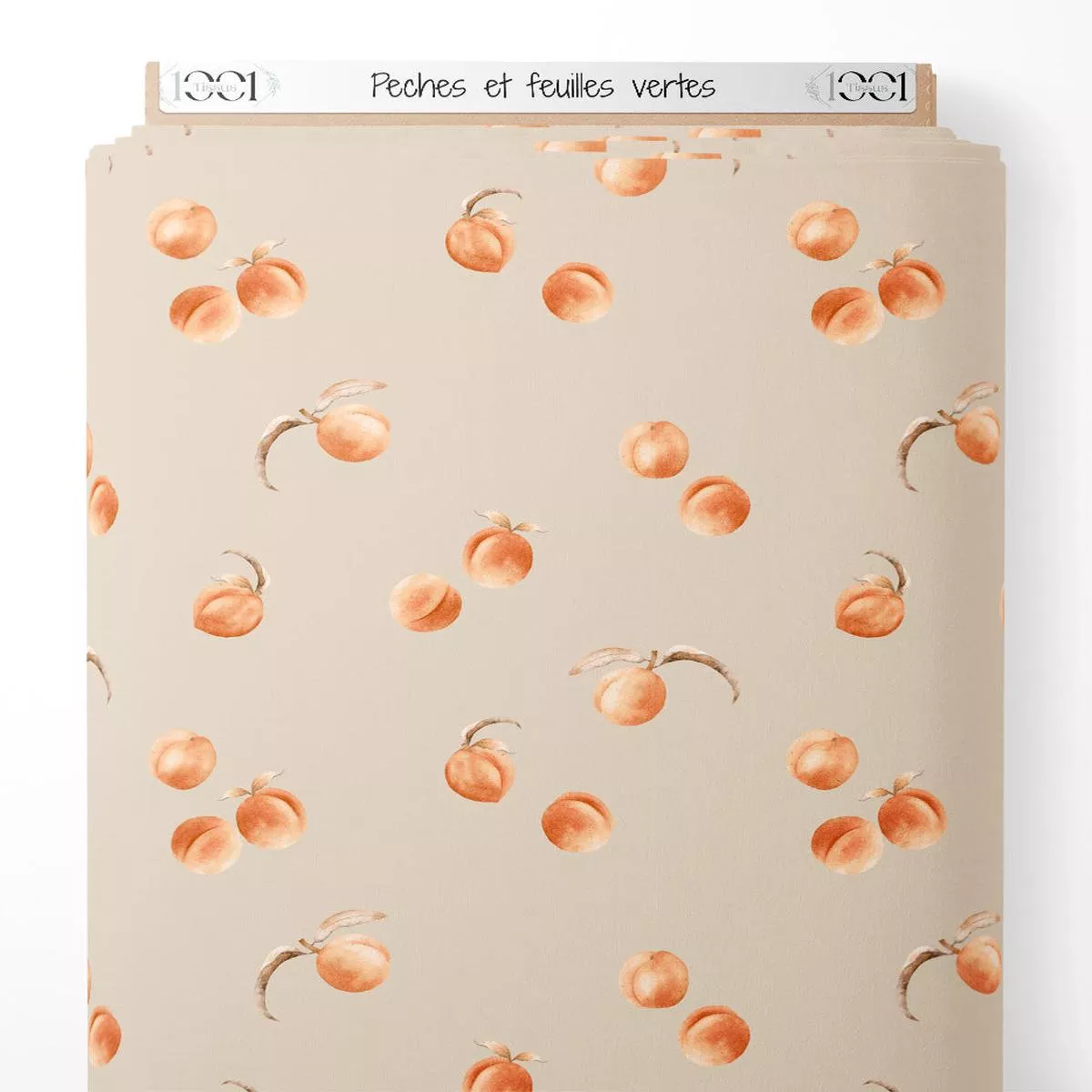 tissu-pches-et-feuilles-vertes Tissu – Pches et feuilles vertes