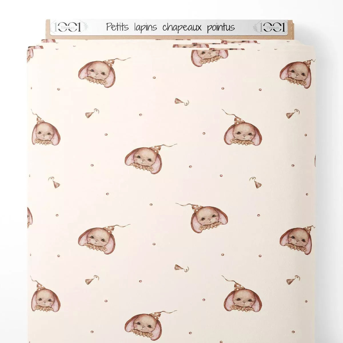 Tissu – Petits lapins chapeaux pointus