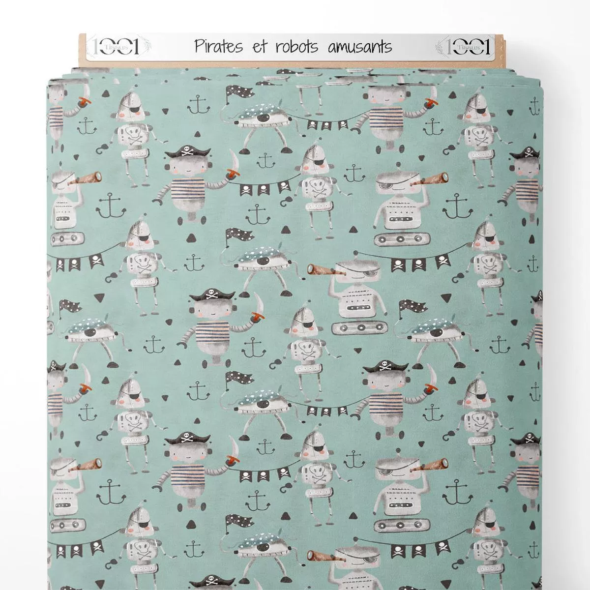 tissu-pirates-et-robots-amusants Tissu – Pirates et robots amusants