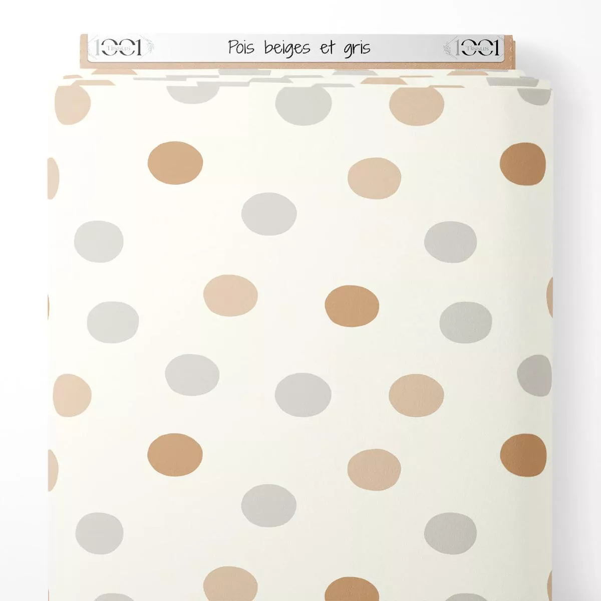 tissu-pois-beiges-et-gris Tissu – Pois beiges et gris