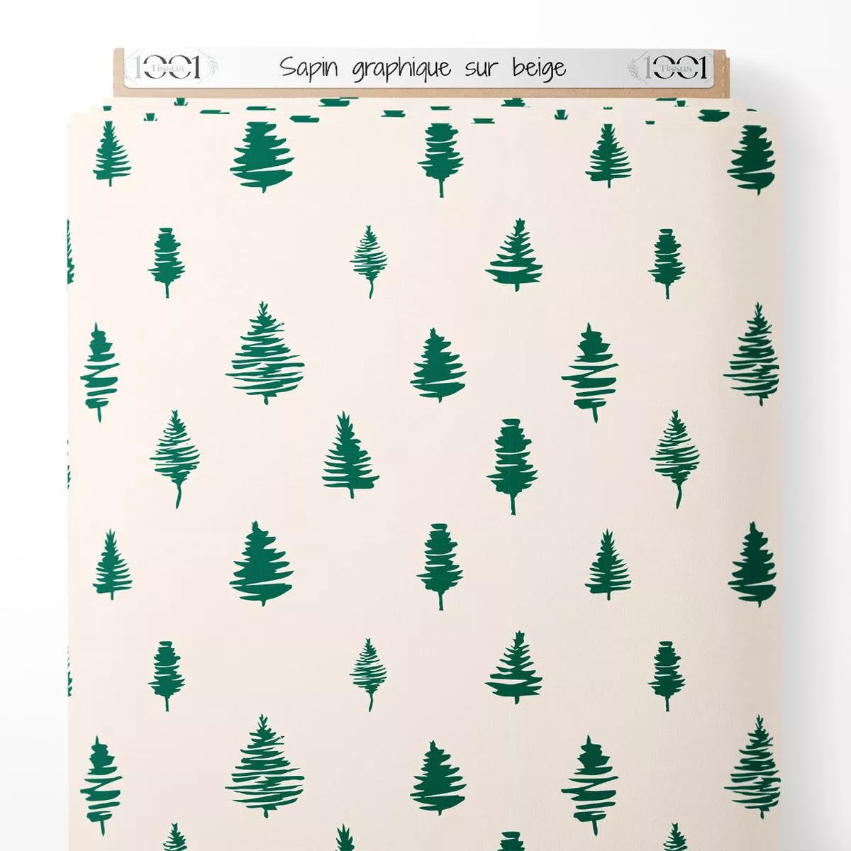 Tissu – Sapin graphique sur beige