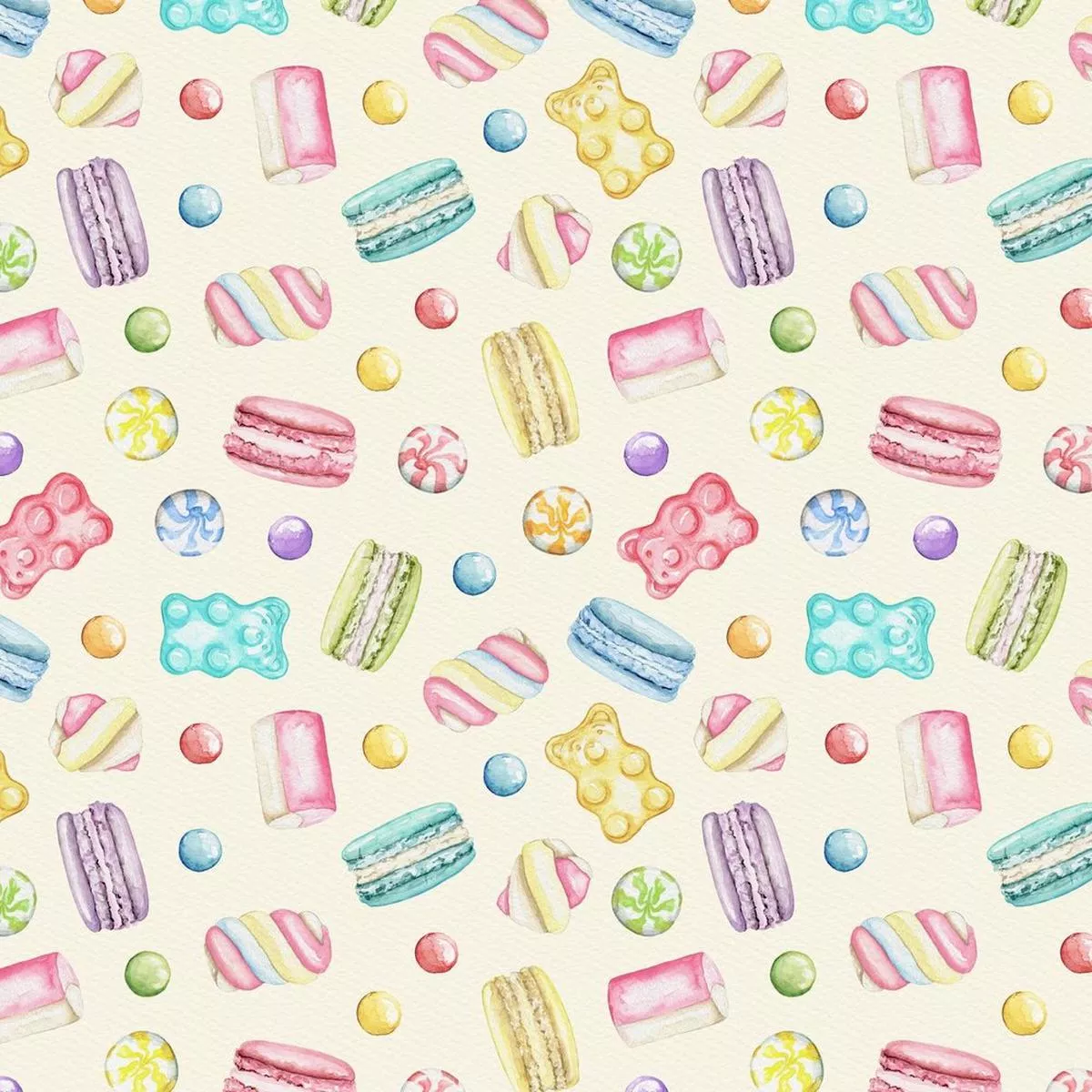 Tossed Sweets & Marshmallow Treats Fabric – Yellow