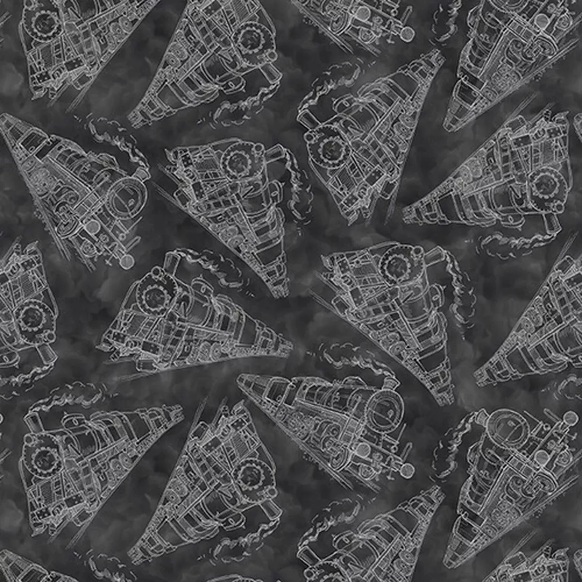 Train Fabric | Express Tracks Gray Blender | Blank Quilting YARD