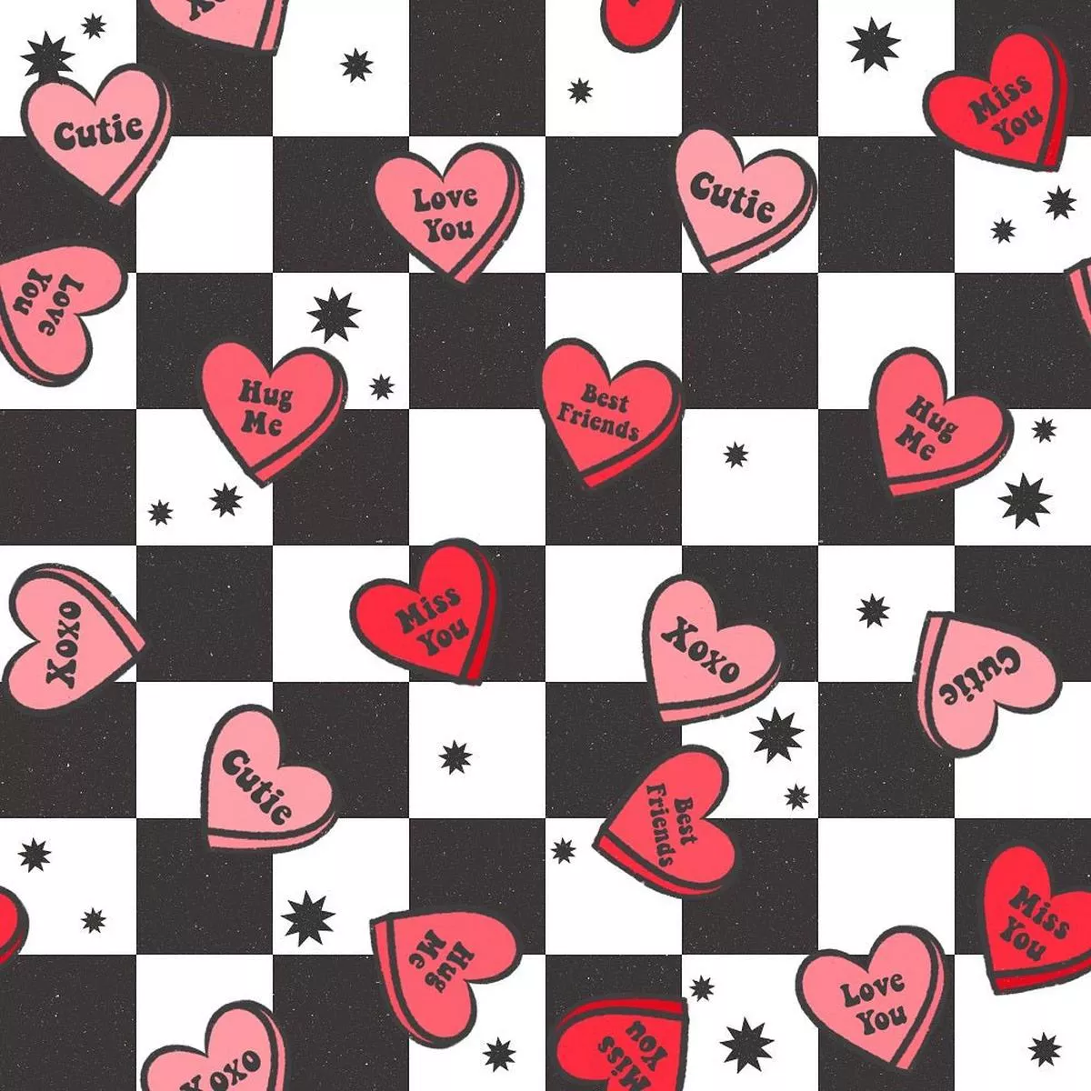 trendy-love-hearts-checkered-fabric Trendy Love Hearts Checkered Fabric