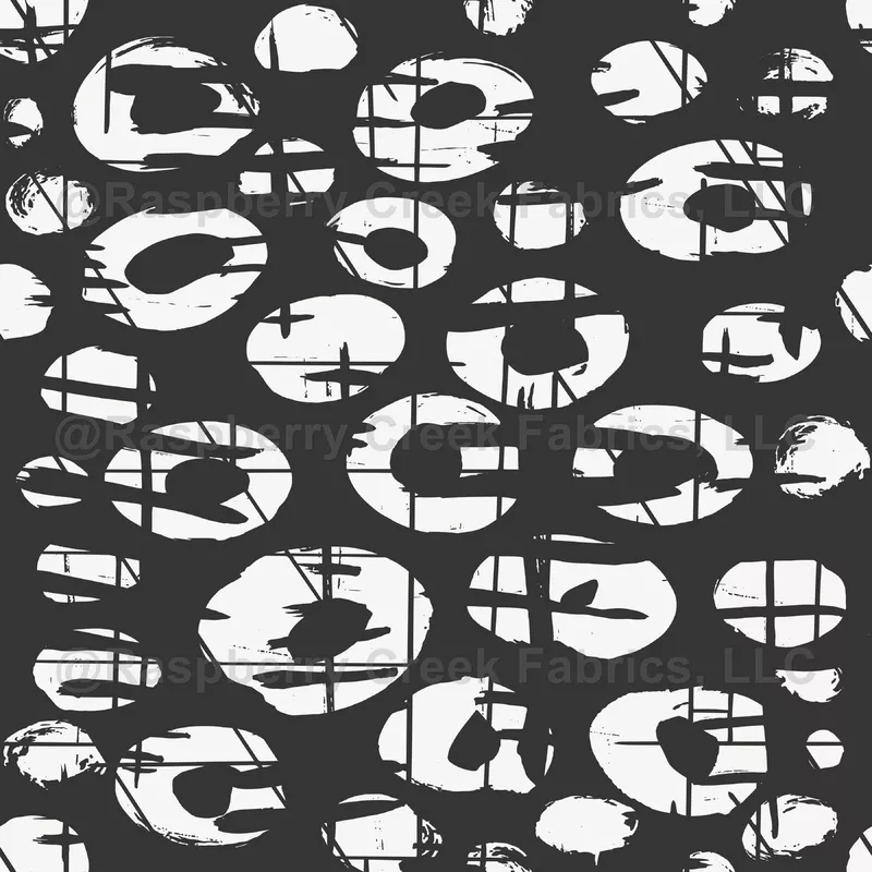 Trust – Brush stroke shapes, circles, lines, texture, pine trees, abstract geometric.