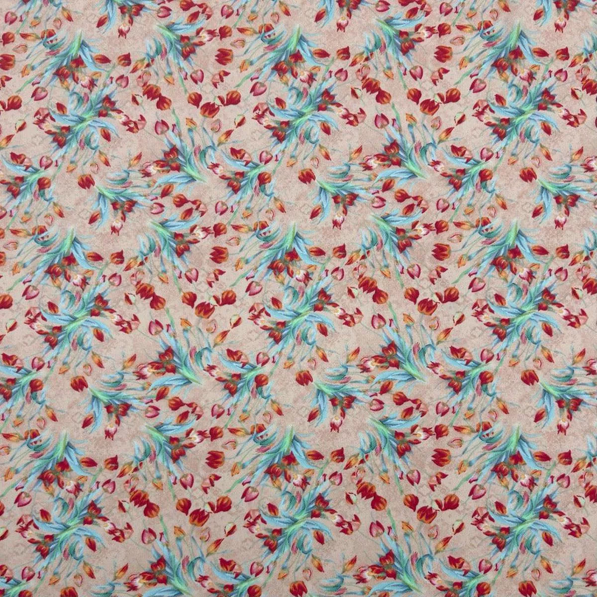 tulips-on-peach-crepe-fabric Tulips on Peach Crepe Fabric