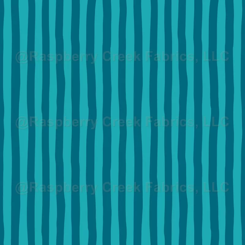 Turquoise & Duck Blue Wonky Stripes