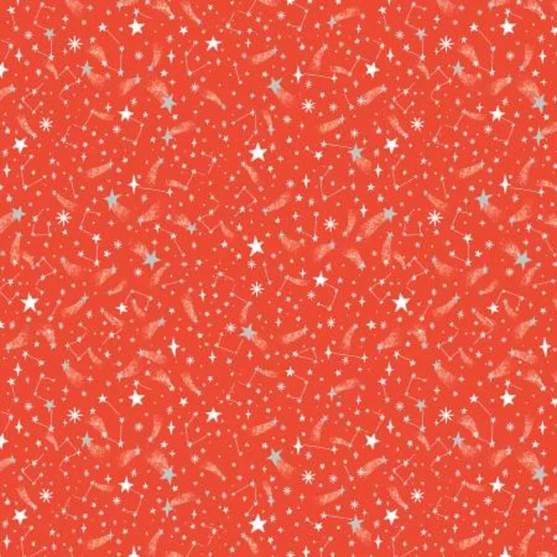 Twas New Fallen Snow Red Fabric