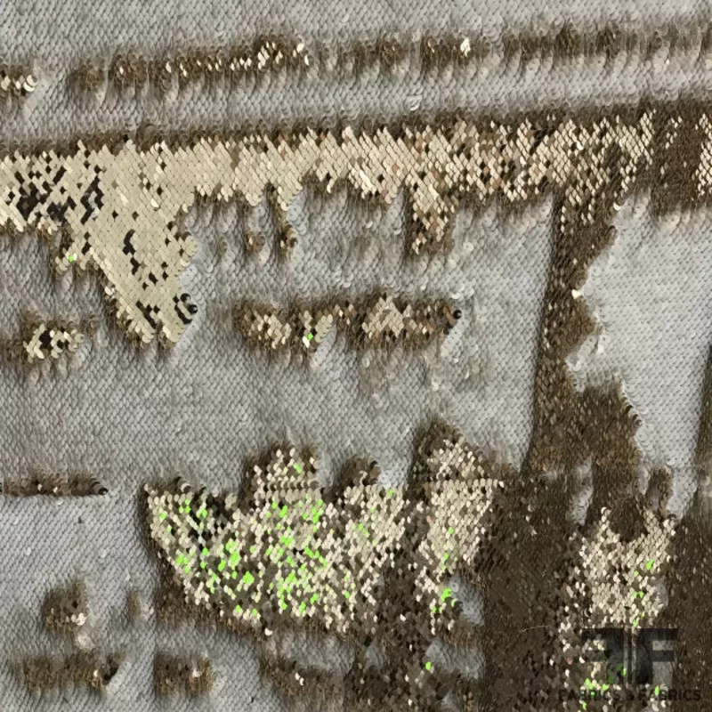 Two Way Sequins on Jersey – Gold/White