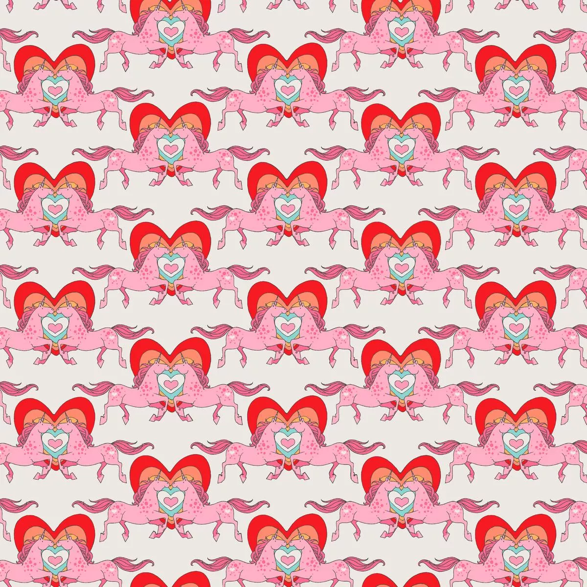 unicorn-kisses-on-ruby-fabric Unicorn Kisses on Ruby Fabric