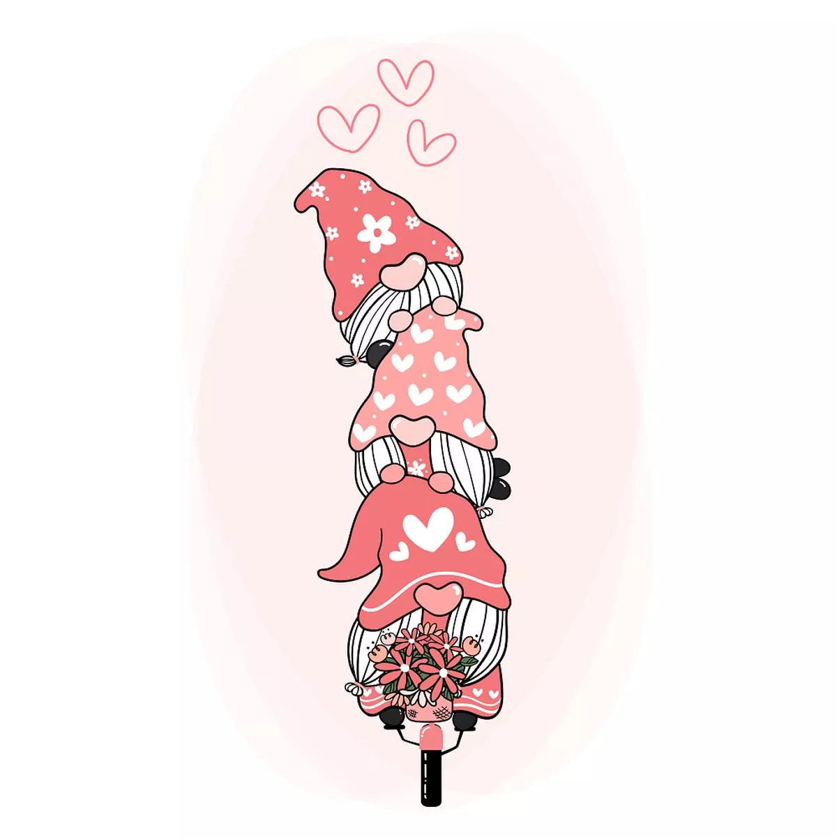 valentine-gnomes-on-bicycle-fabric-panel Valentine Gnomes On Bicycle Fabric Panel