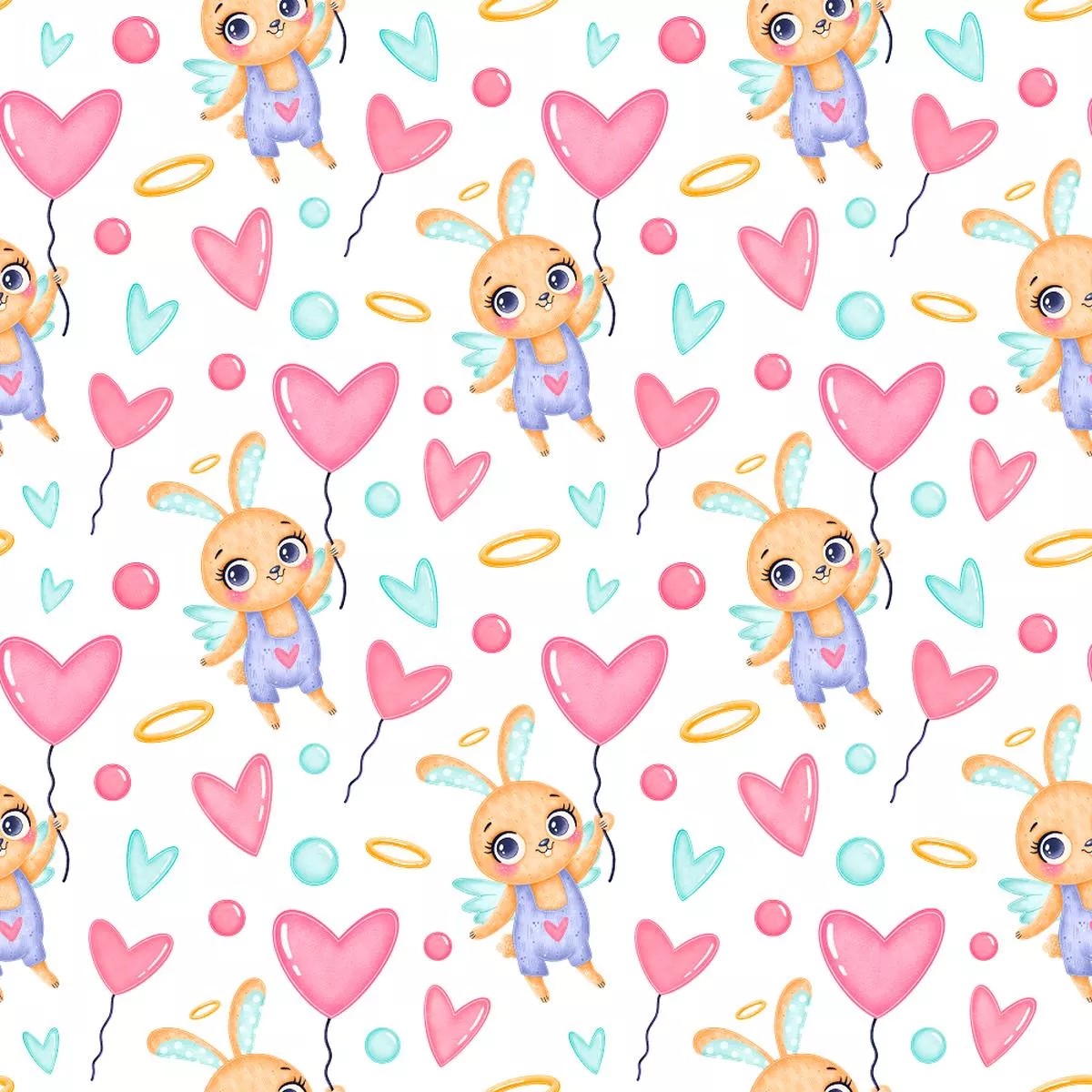 valentine-s-day-bunnies-fabric Valentine’s Day Bunnies Fabric