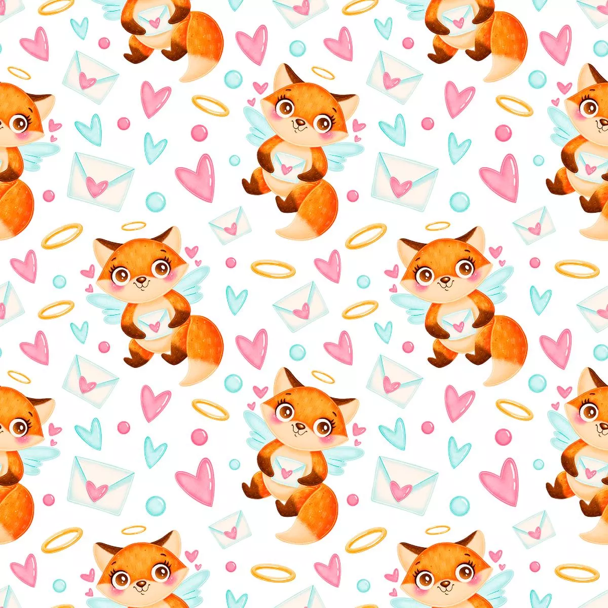valentine-s-day-foxes-fabric Valentine’s Day Foxes Fabric